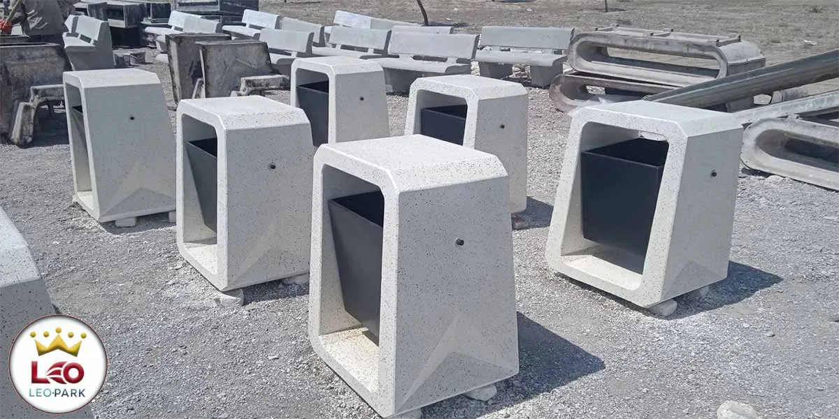 تولید انبوه سطل های بتنی با مخزن فلزی ضد زنگ لئوپارک